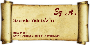 Szende Adrián névjegykártya